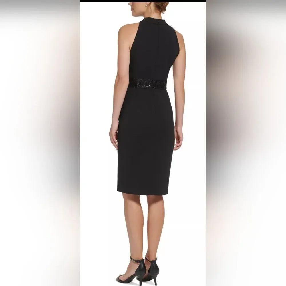 ELIZA J Women's Sequin-Bow Sleeveless Sheath Dress NWT size 2 black - Picture 2 of 6